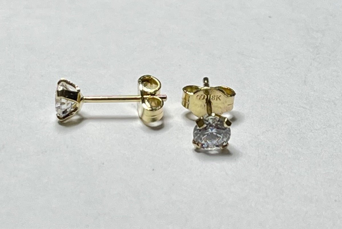 18K Yellow Gold 3MM  Earring with CZ