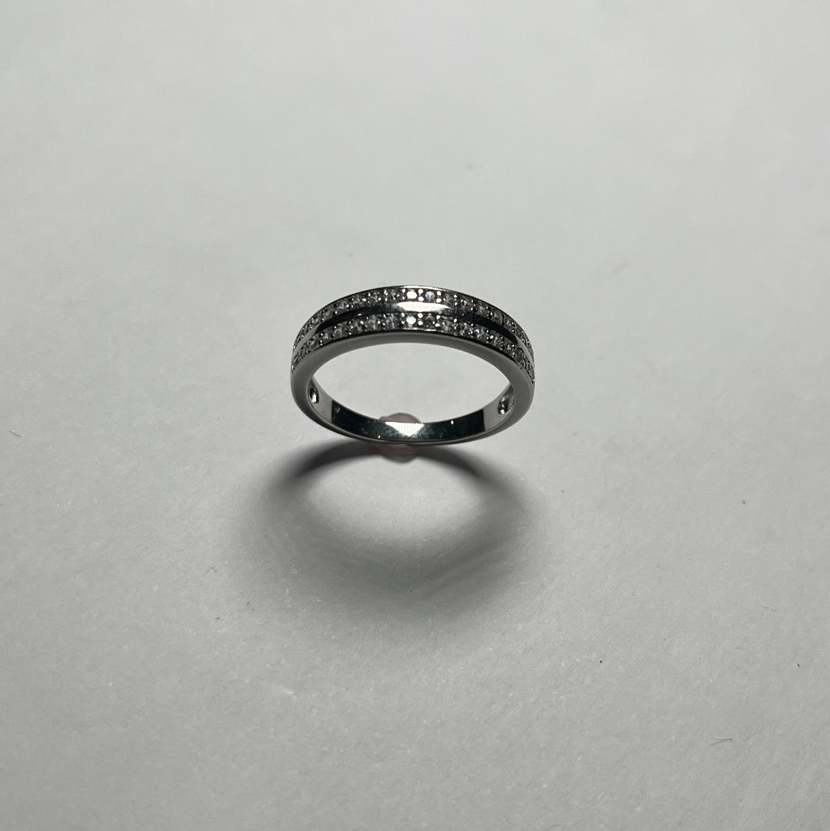 Silver  Wedding Band with CZ