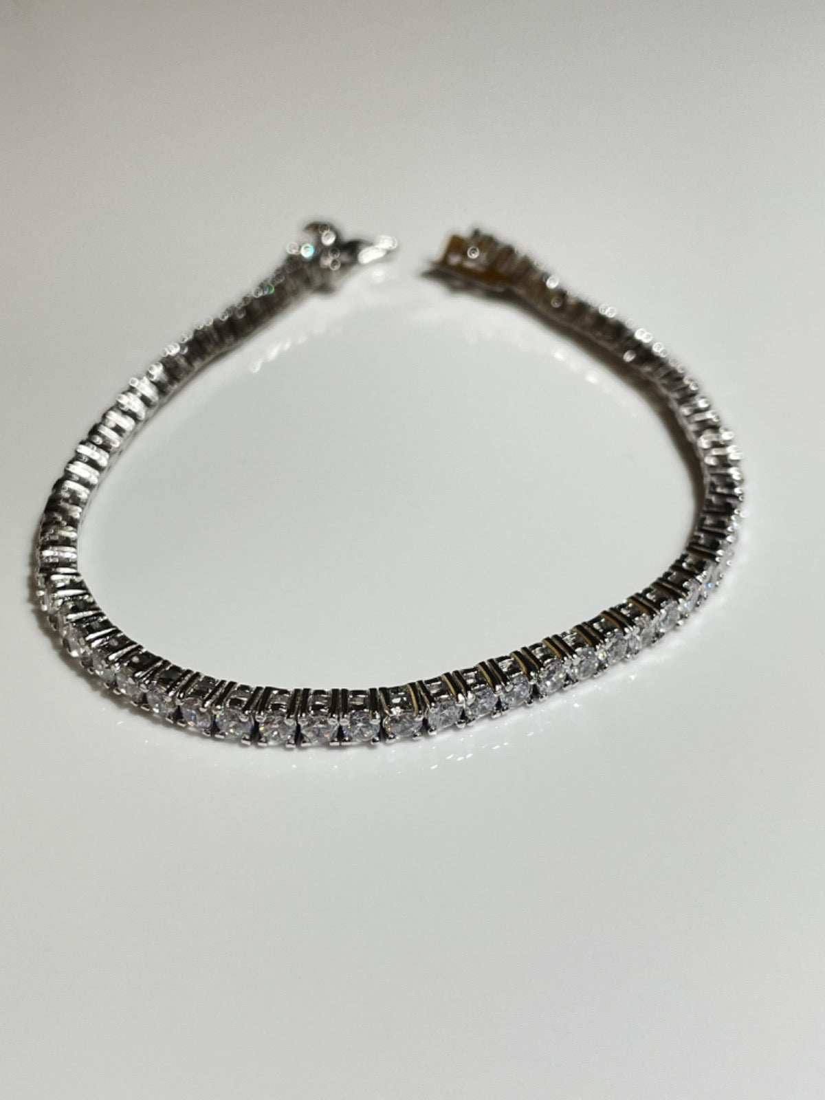 Silver With 2.5mm White Cz Bracelet