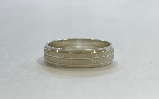 White Silver  Wedding Band