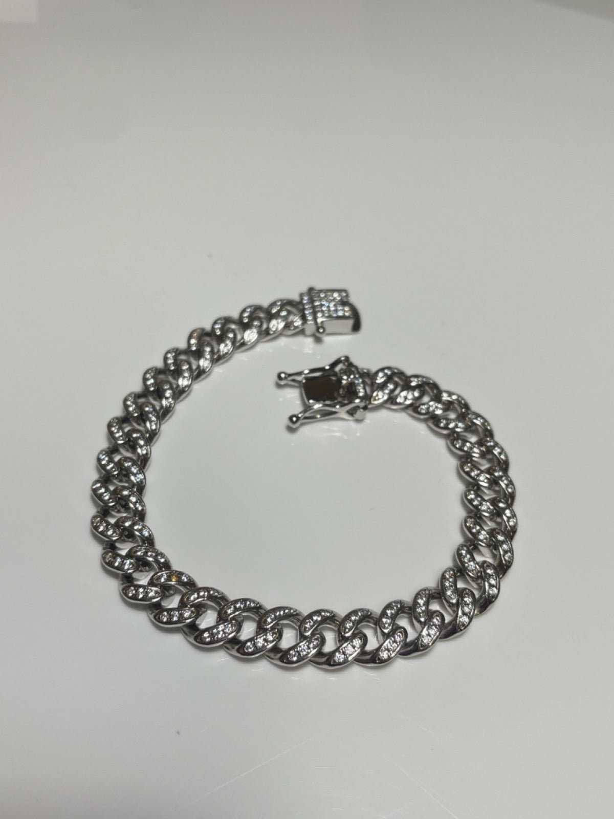 Silver Cuban Bracelet with CZ