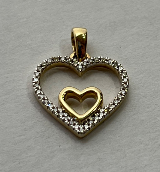 18K Yellow Gold Heart  Charm with CZ