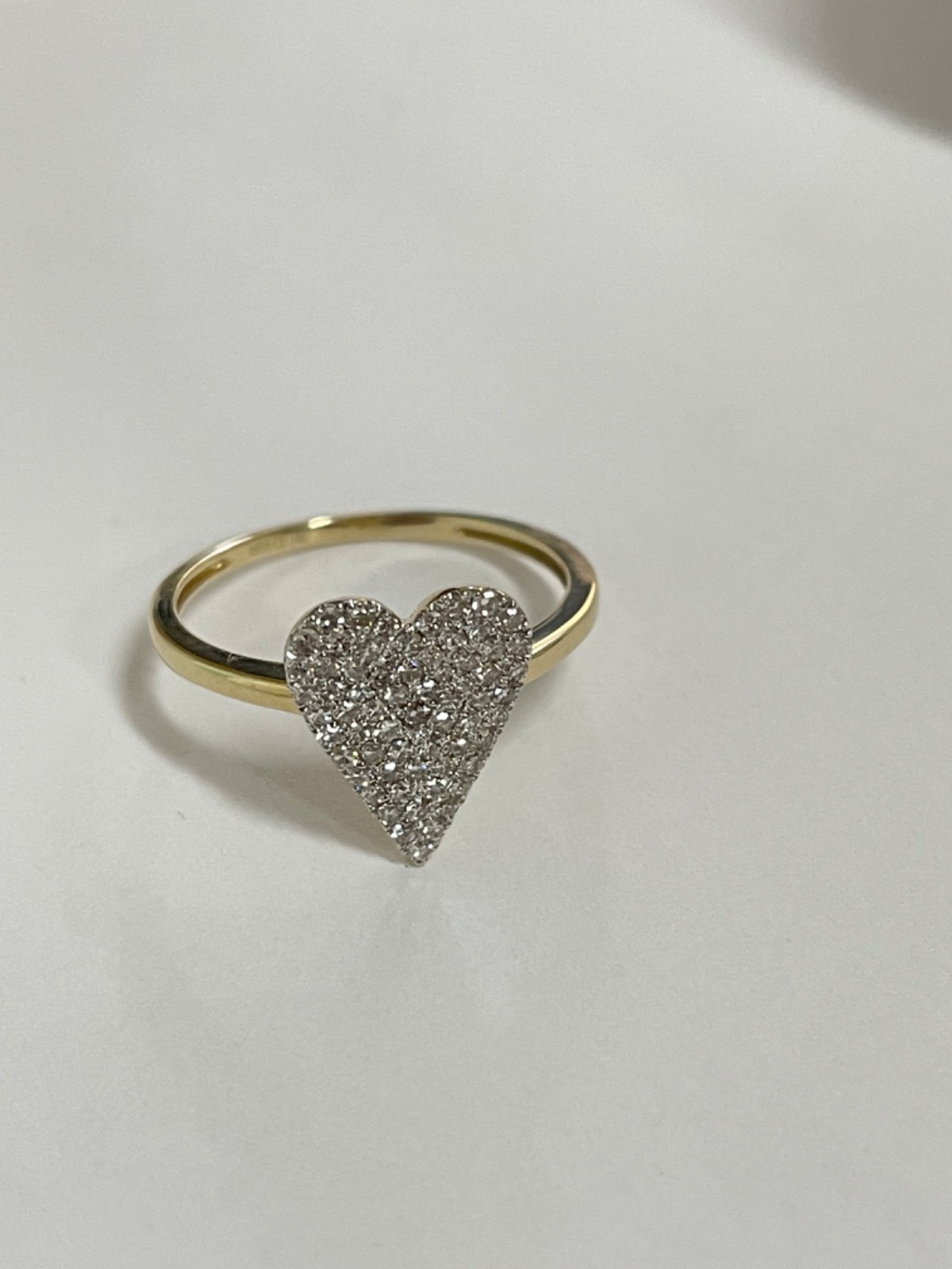 14K Yellow Gold Heart  Ring with Diamond