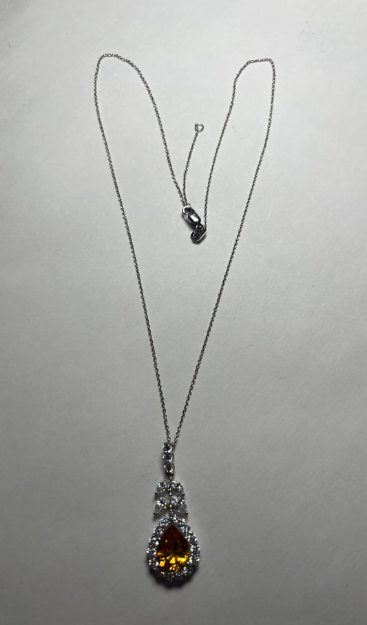 Silver  Charm Necklace Set with CZ