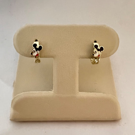 14K Yellow Gold Mickey  Earring with CZ