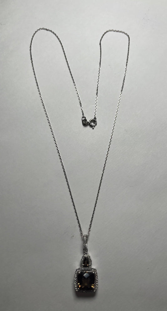 Silver  Charm Necklace Set with CZ