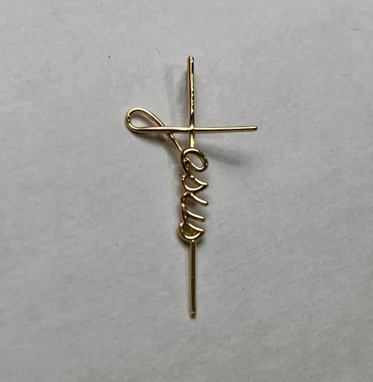 18K Yellow Gold Jesus Cross  Pendant