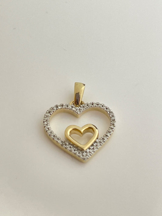 14K Yellow Gold Heart  Pendant with Diamond