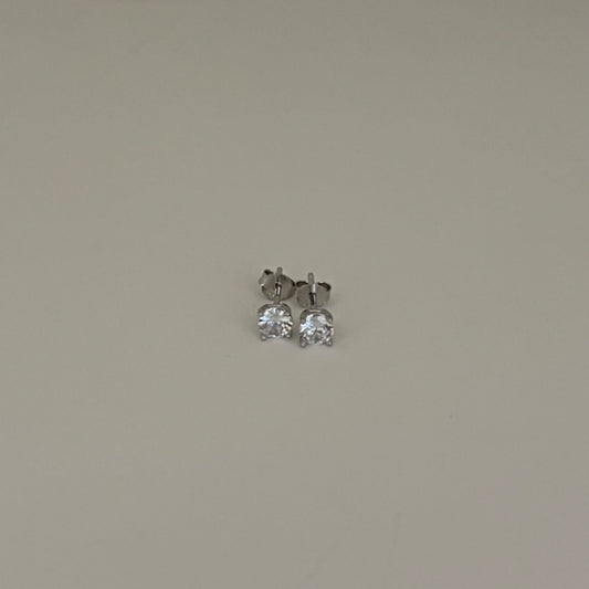 Silver 4mm Earring with CZ