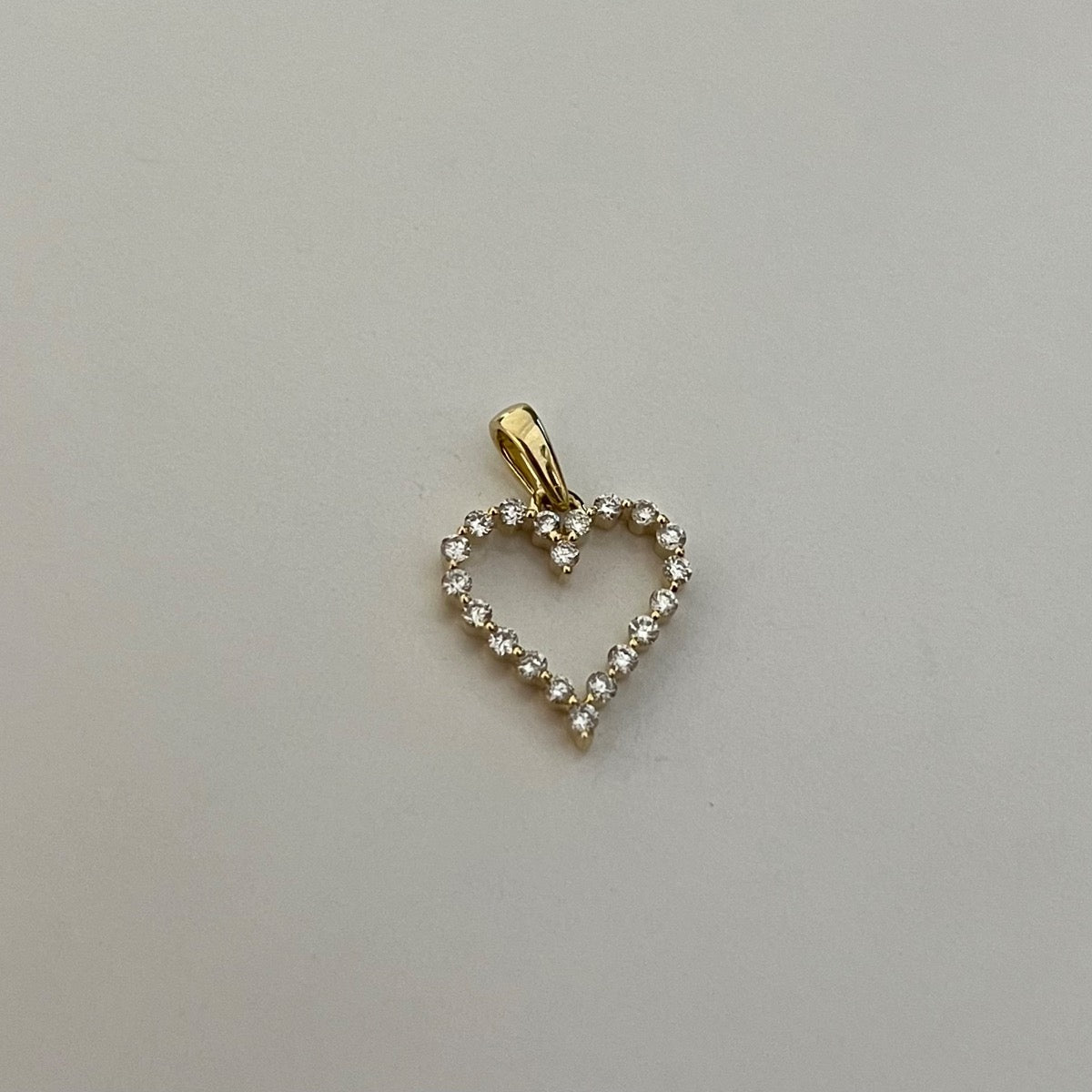 14K Yellow Gold Heart Pendant with Diamond