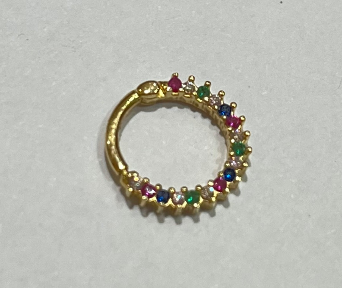 18K Yellow Gold Hoop   Piercing with CZ