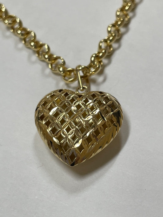 18K Yellow Gold Heart  Pendant