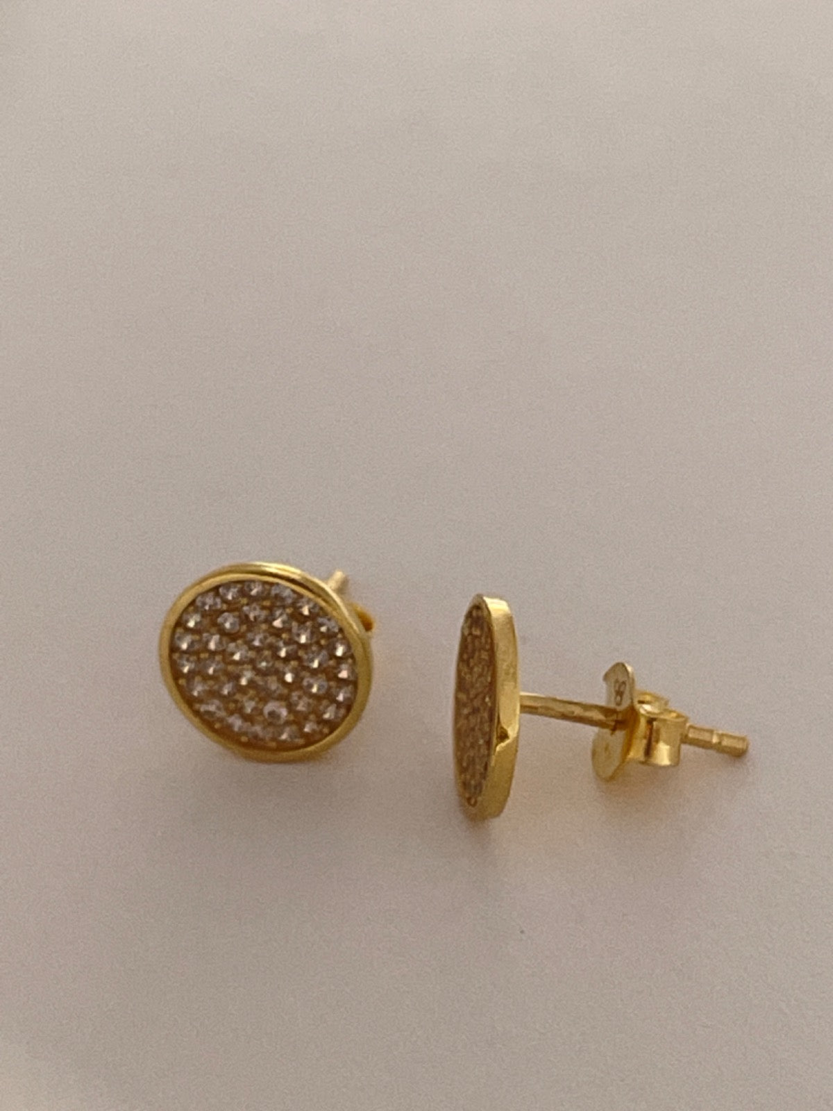 18K Yellow Gold Pizza  Earring with CZ