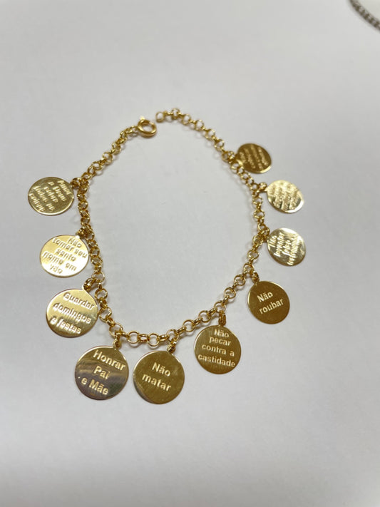 18K Yellow Gold Ten commandments Bracelet