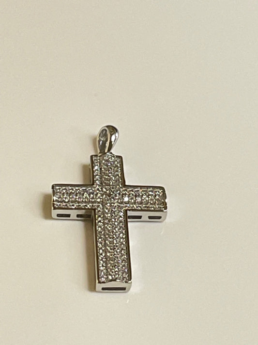 Silver Cross Pendant with CZ