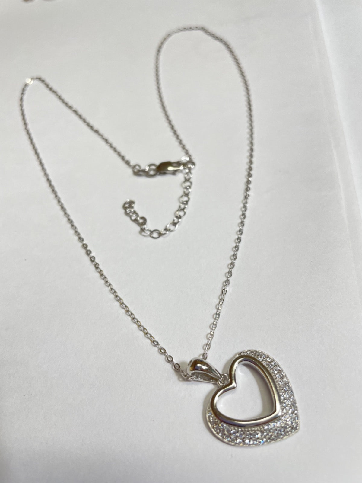 Silver  Charm Necklace Set with CZ