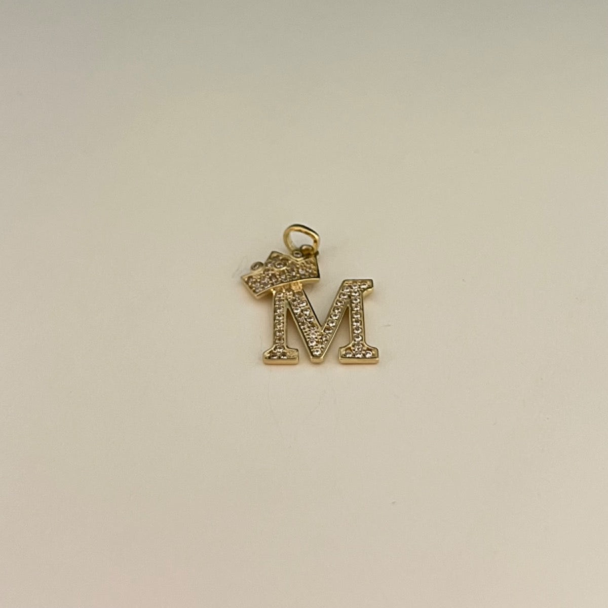 14K Yellow Gold Letter “M”  Pendant with CZ