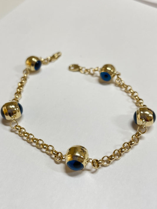 14K Yellow Gold Eye Bracelet