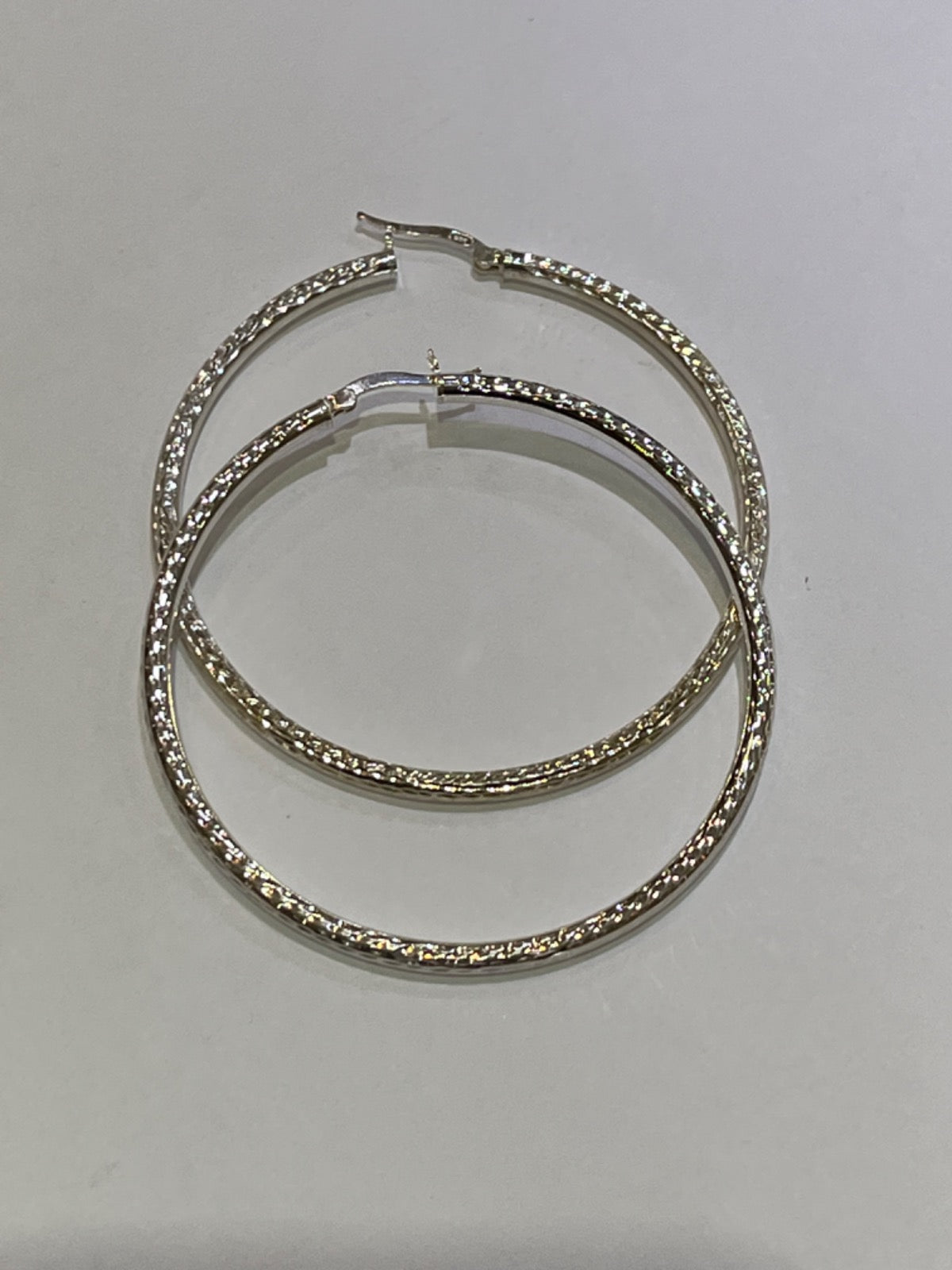 White Silver Hoop Earring