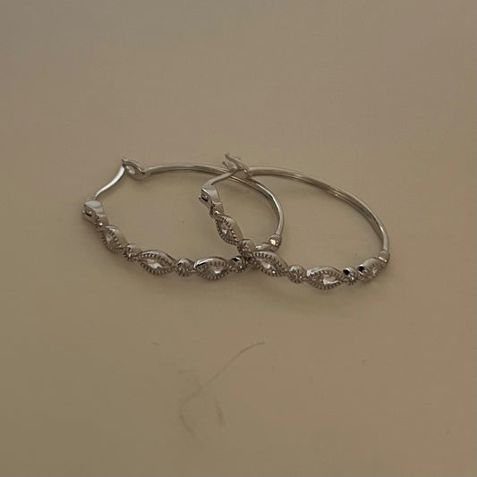 Silver Hoop  Earring with CZ