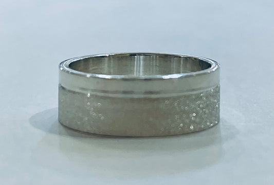 White Silver  Wedding Band