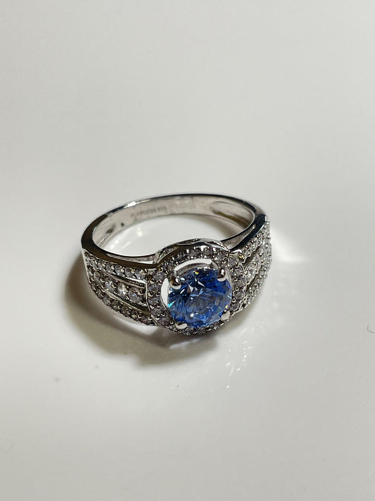 Silver Blue Cz Ring