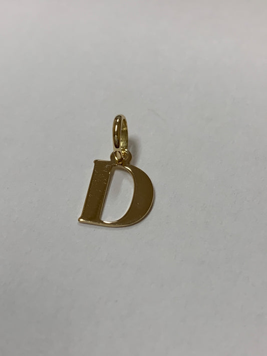 18K Yellow Gold Letter D  Pendant