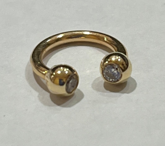 14K Yellow Gold  Piercing with CZ