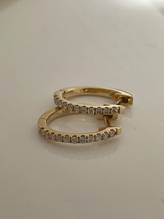 14K Yellow Gold Hoop Earring with Diamond