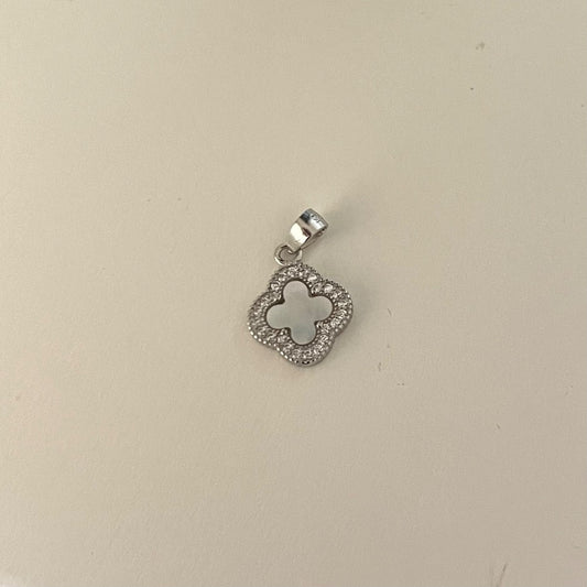 Silver Four Leaf Clover  Pendant with CZ