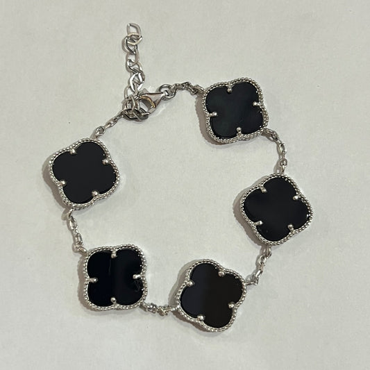 Silver Four Leaf Clover  Bracelet