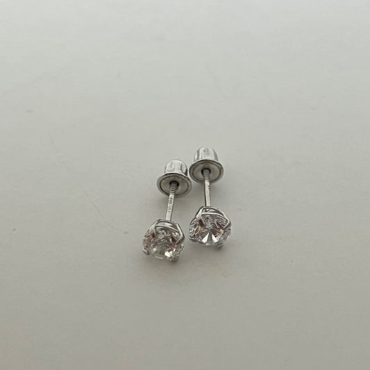 14K White Gold  Earring with CZ