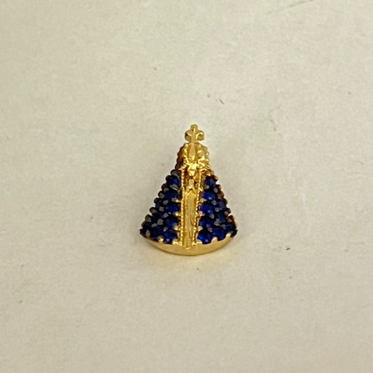 18K Yellow Gold “Our Lady Aparecida” Pendant with CZ