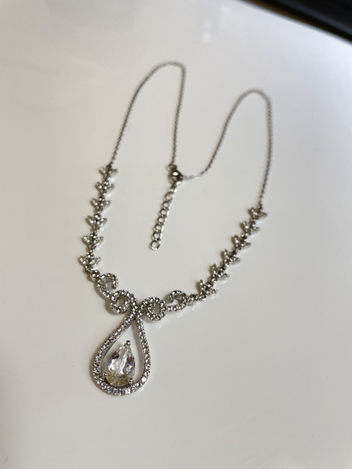 Silver  Charm Necklace Set with CZ