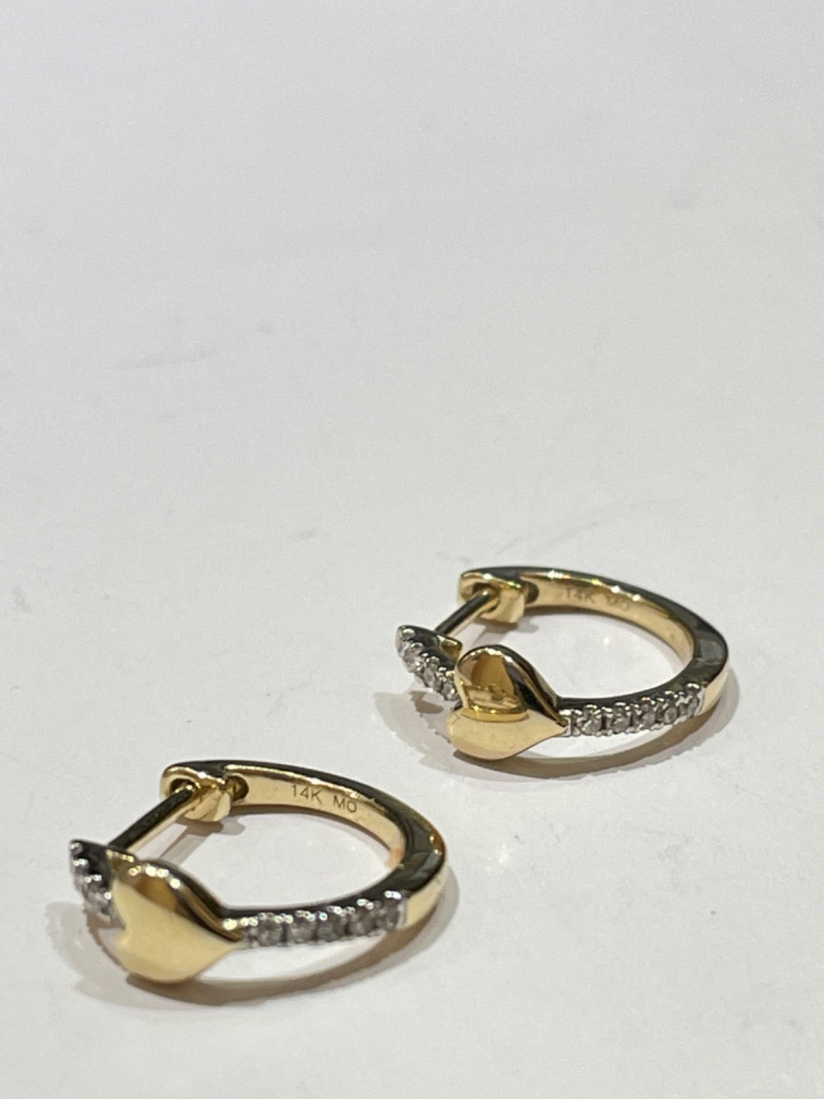 14K Yellow Gold Hoop  Earring with CZ