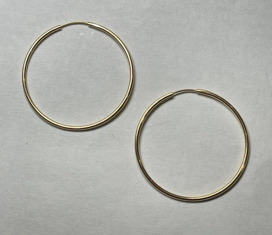 18K Yellow Gold Hoops  Earring