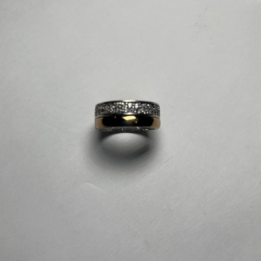 Two-Tone Silver  Wedding Band with CZ
