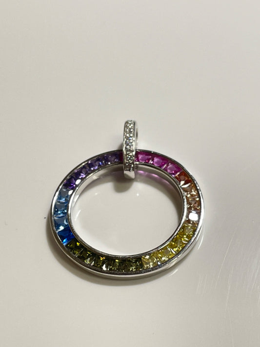 Silver Circle Pendant with CZ