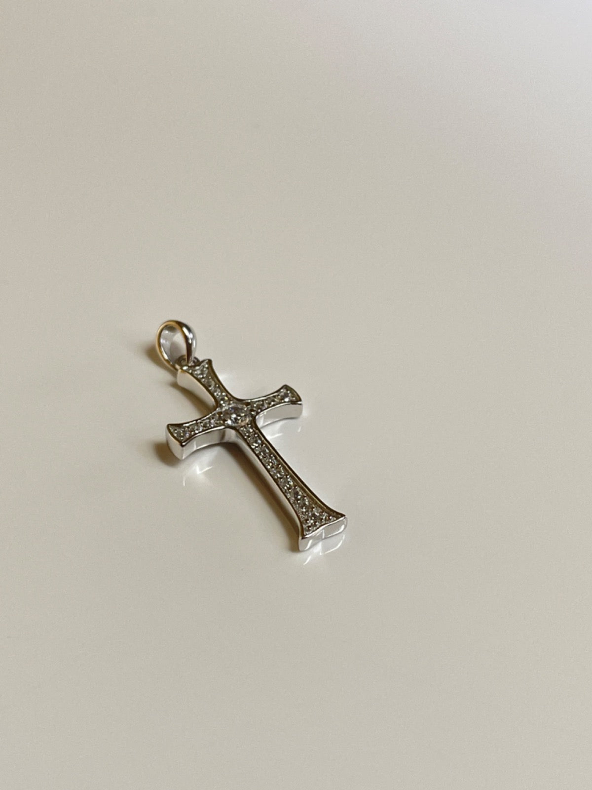 Silver Cross  Pendant with CZ