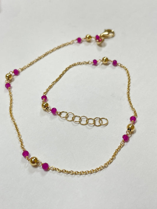 18K Yellow Gold  Anklet with Ruby