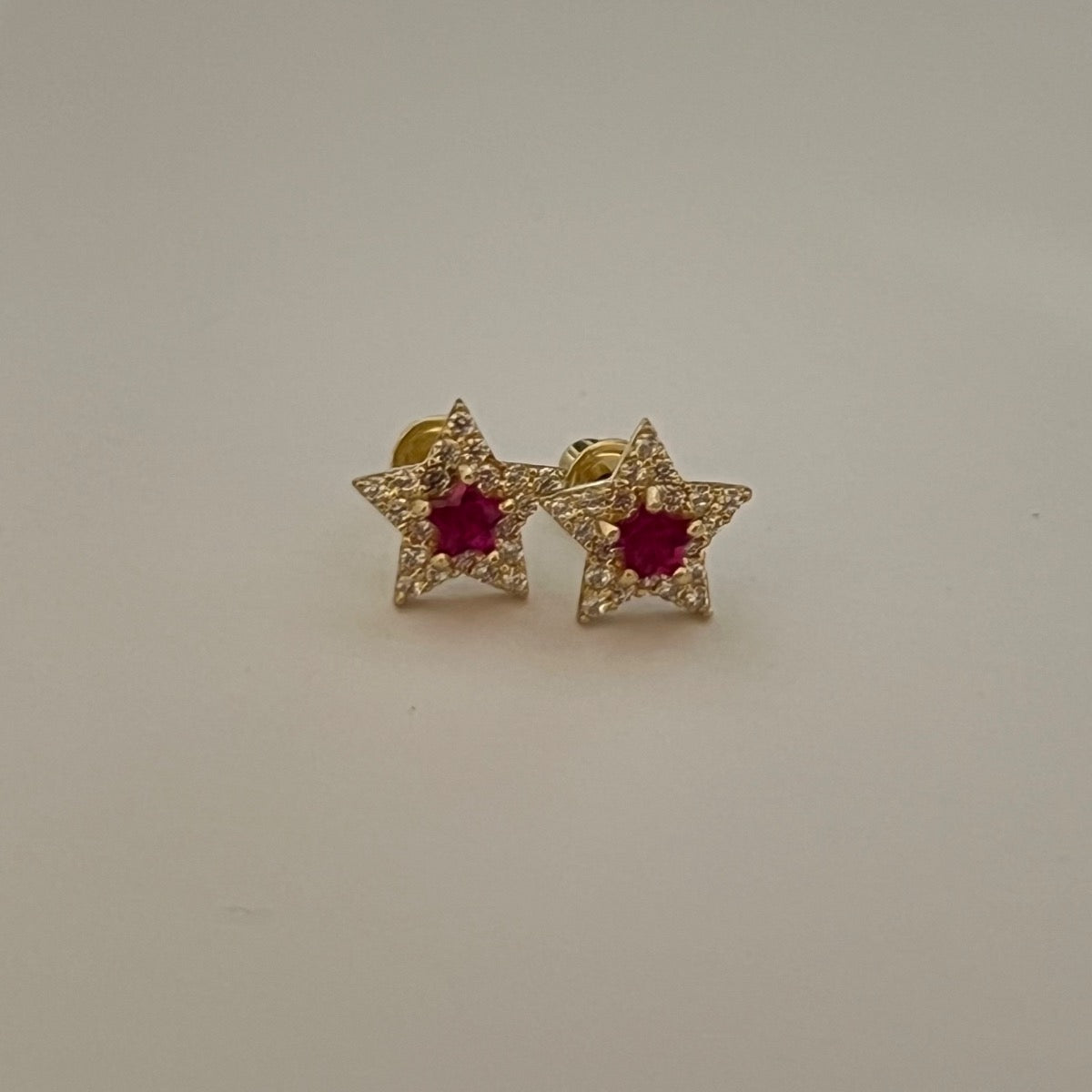 14K Yellow Gold Star Earring with CZ