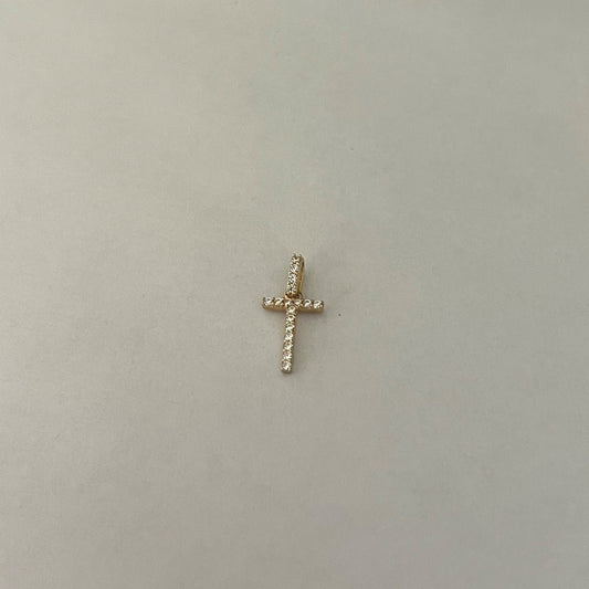 14K Yellow Gold Letter T Pendant with CZ