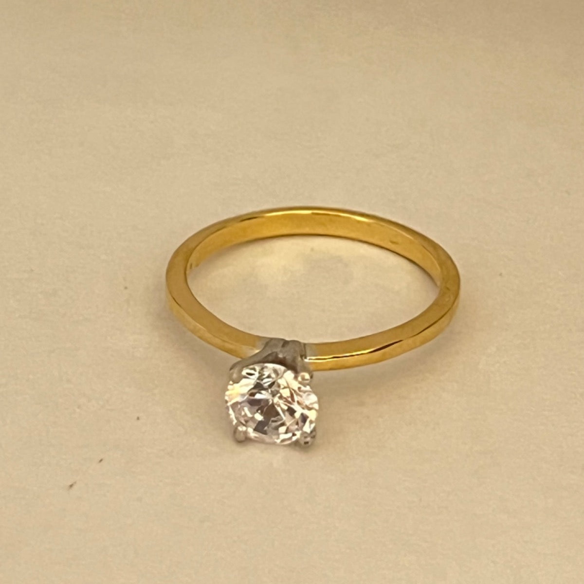 18K Two-Tone Gold  Engagement Ring with CZ