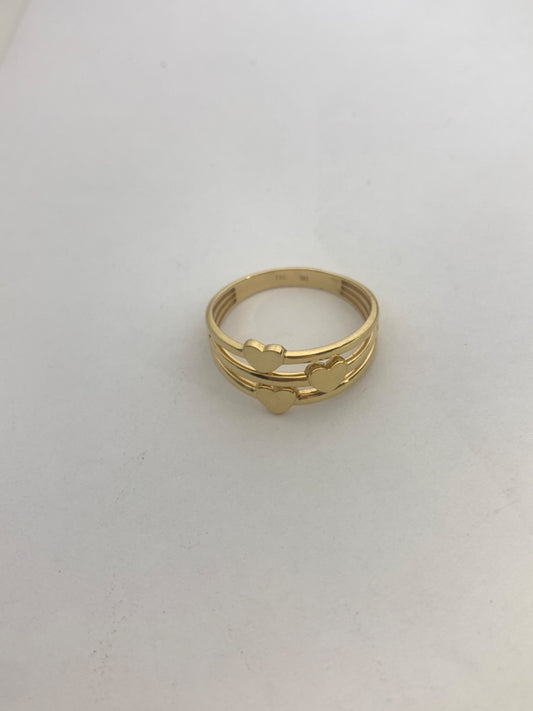 18K Yellow Gold Hearts Ring