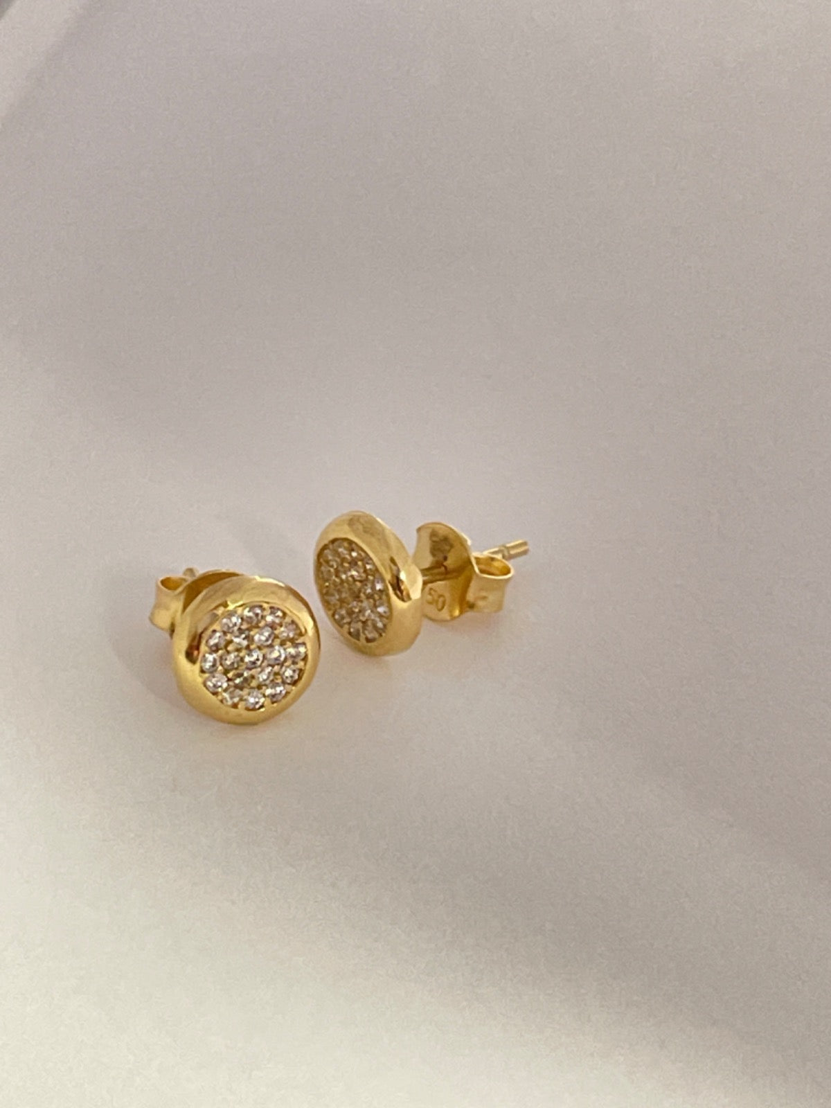 18K Yellow Gold Pizza CZ  Earring with CZ