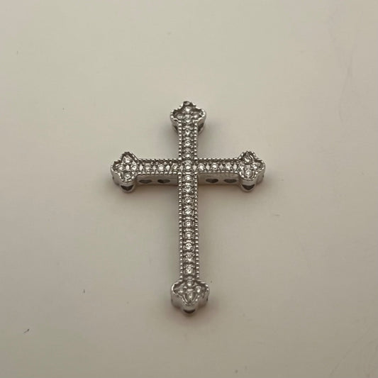 14K White Gold Cross Pendant with Diamond