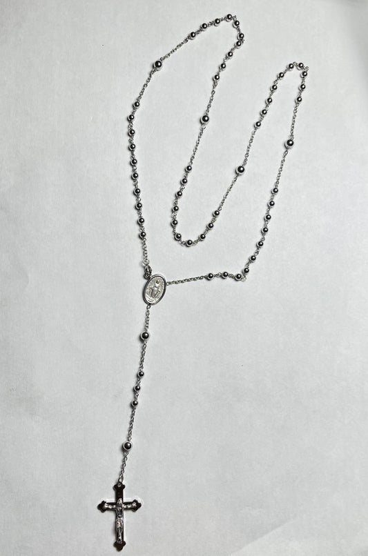 18K White Gold Rosary  Necklace