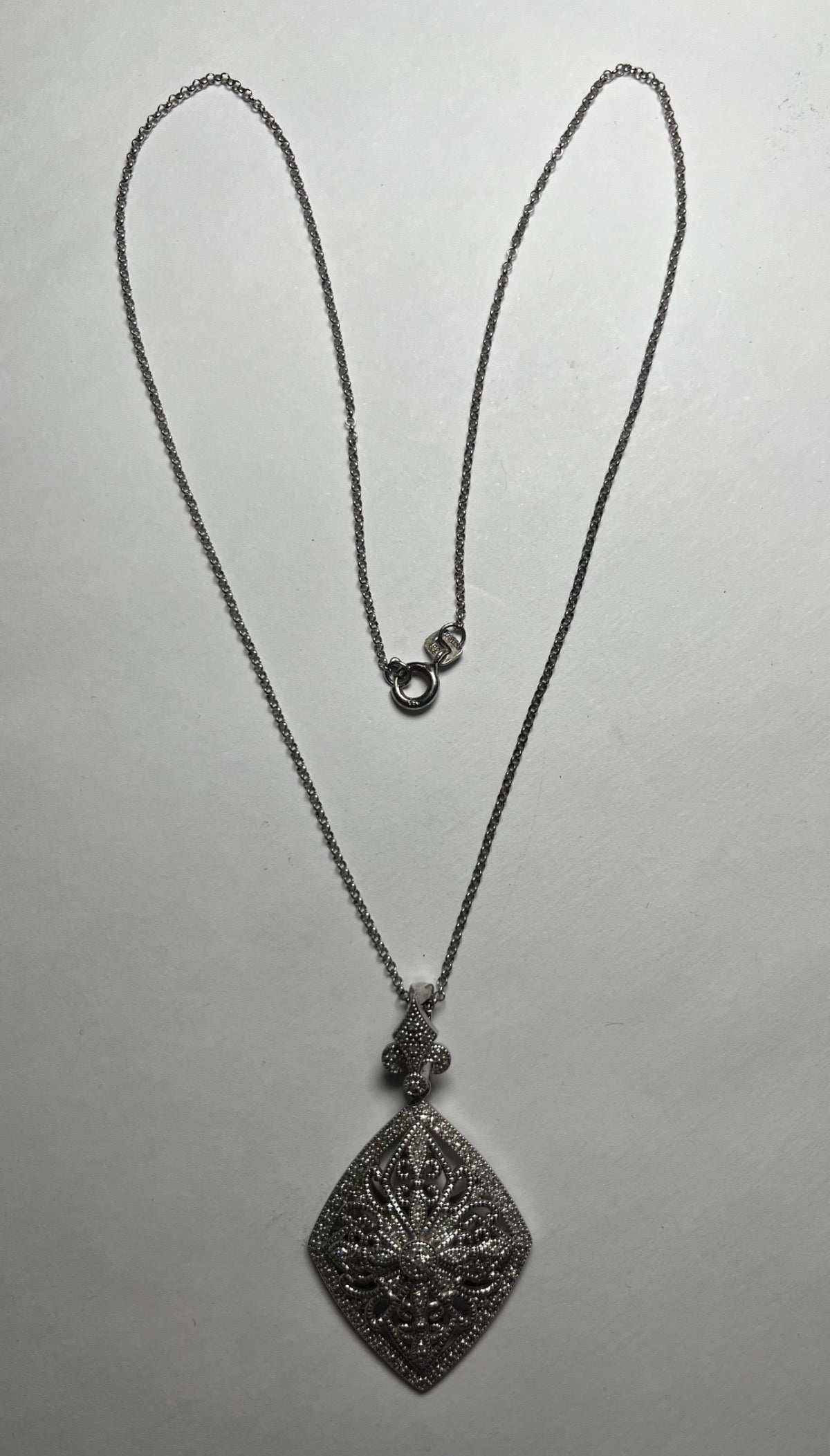 Silver  Charm Necklace Set with Diamond