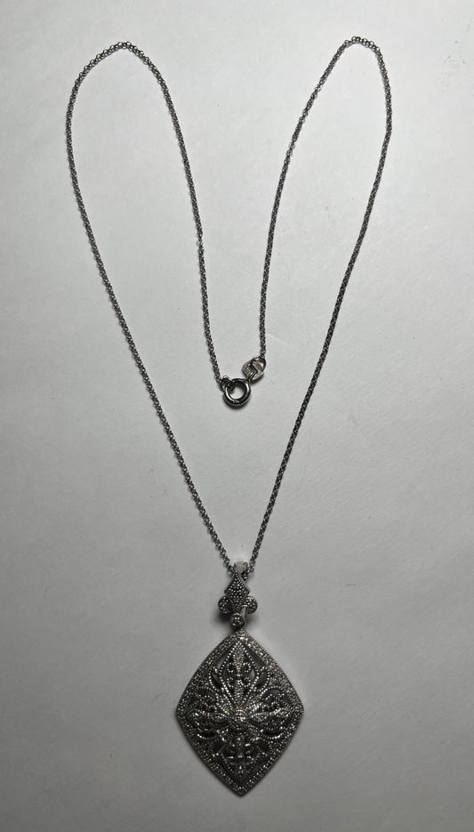 Silver  Charm Necklace Set with Diamond