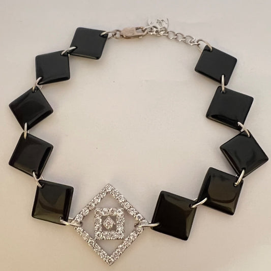 Silver  Bracelet with Onyx and CZ